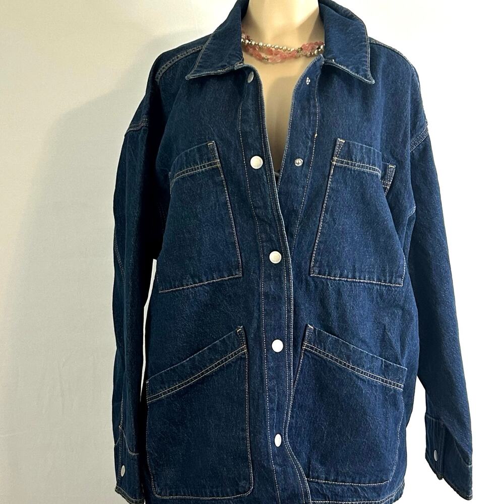 Universal Thread Dark Wash Denim Chore Jacket Oversized XL Utility Barn Coat